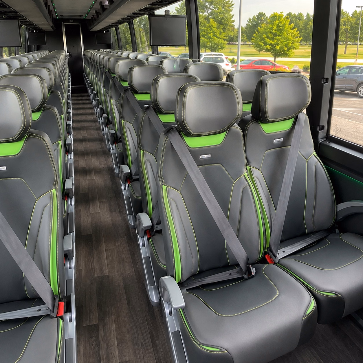 56 passenger charter bus inside