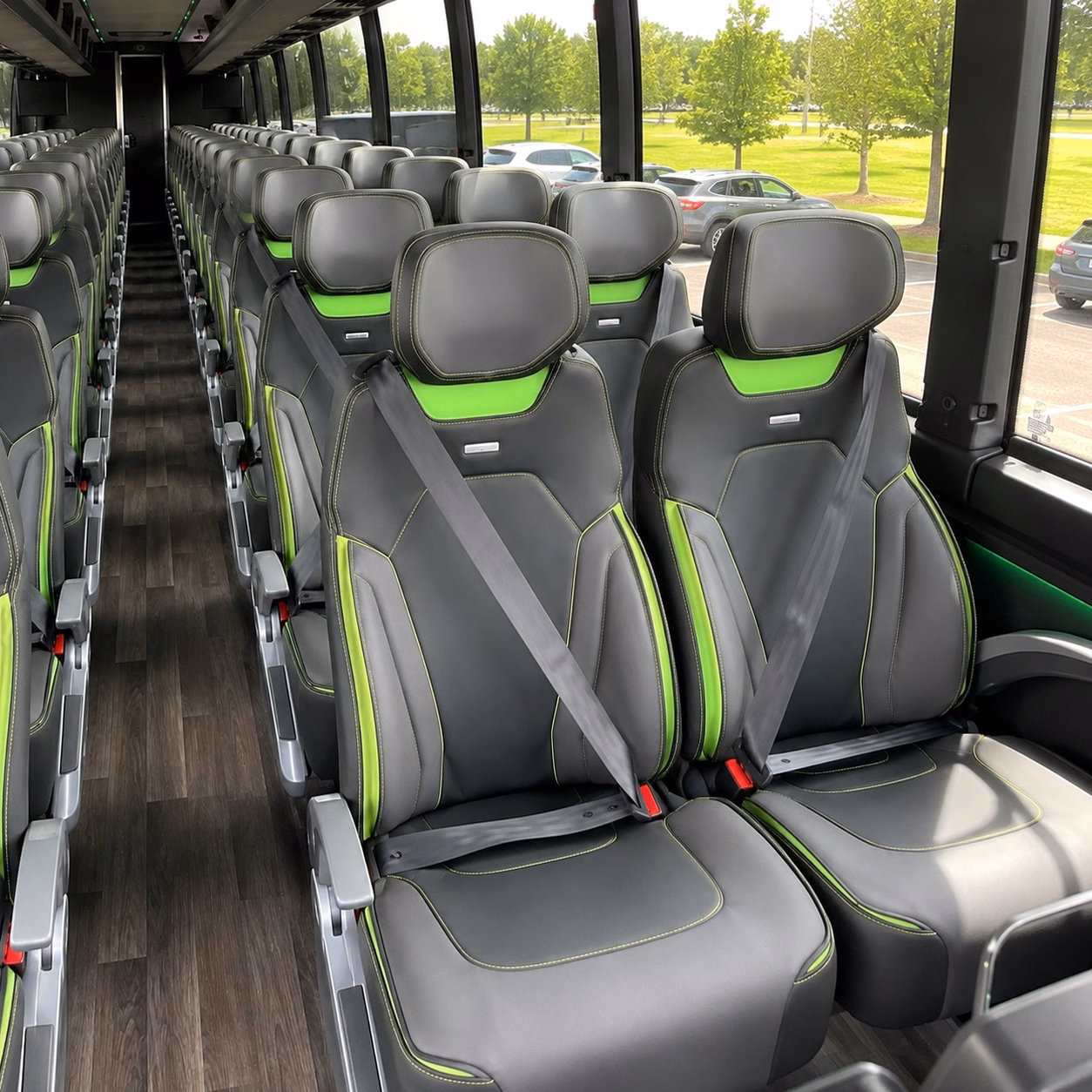 lawrence charter bus rental interior